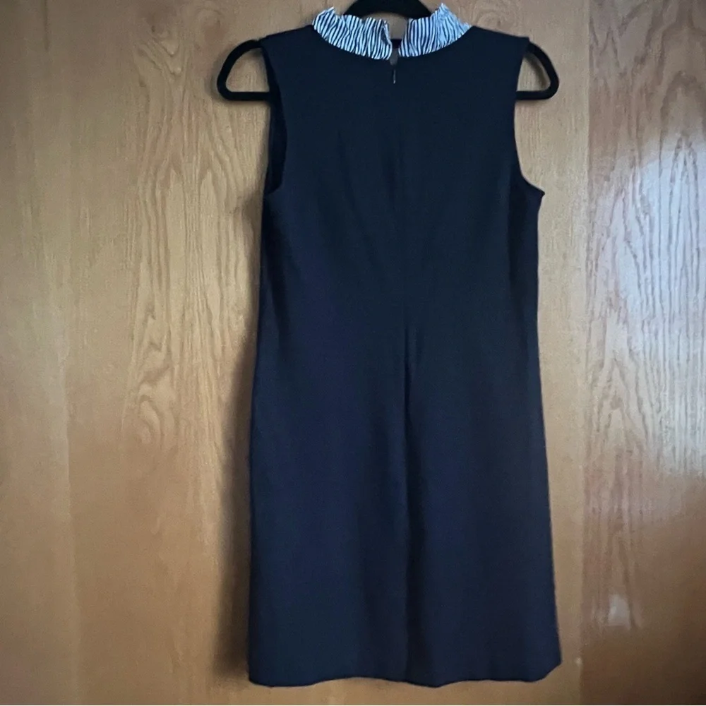 Eliza J size 6 navy blue with striped ruffle collar dress